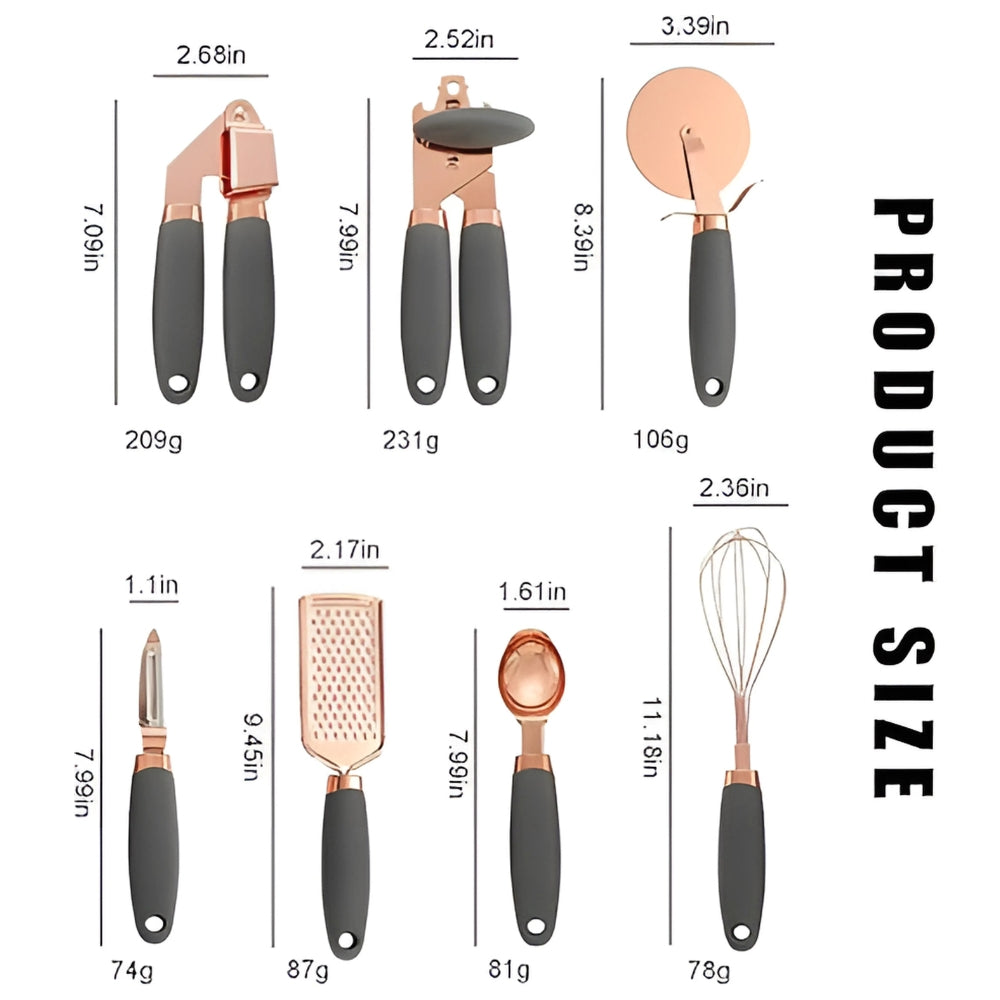 Cooking Utensil Set | Rose Gold |  7 pieces