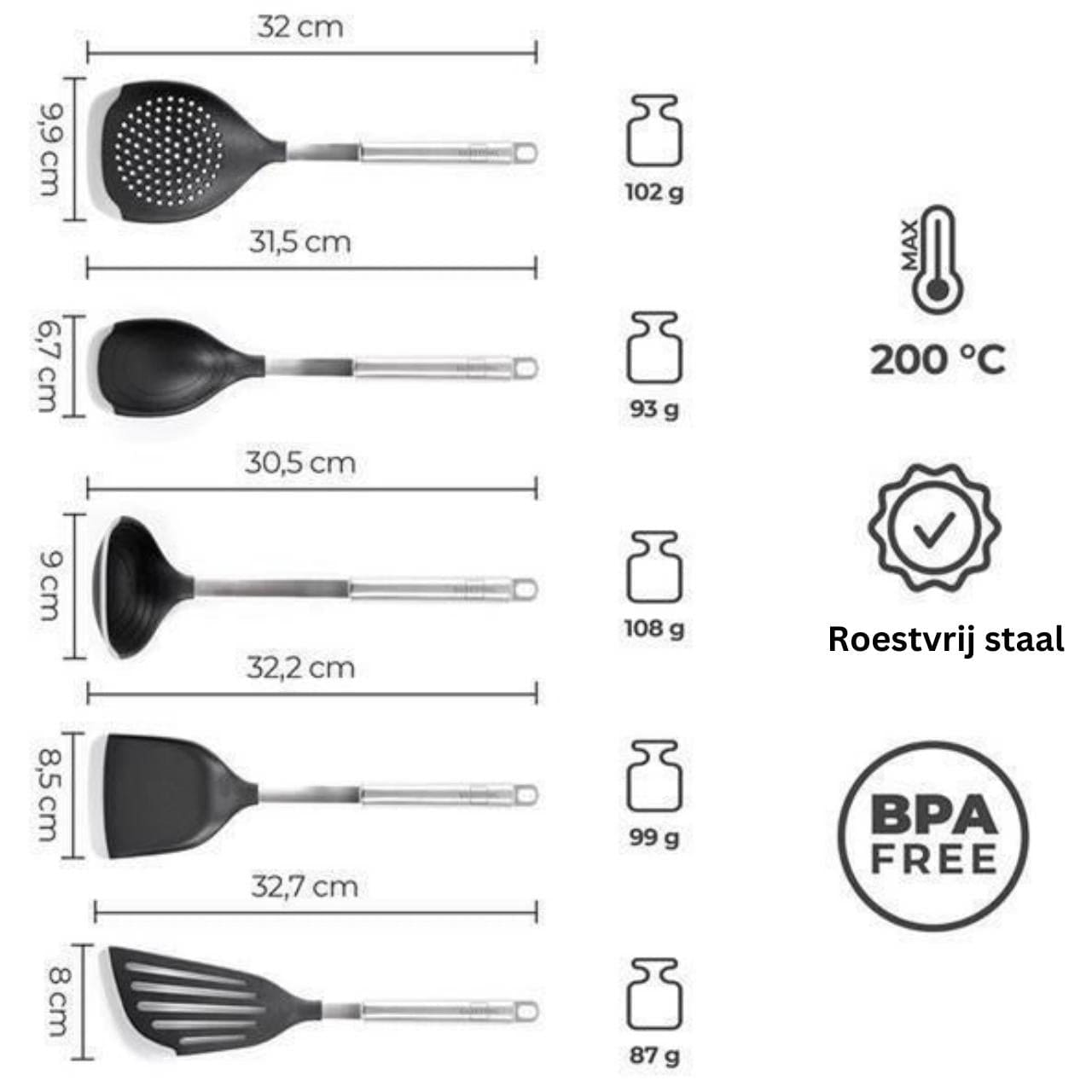 Cooking Utensils Set | Black | 5 pieces